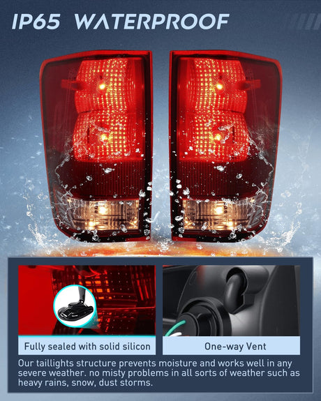 Taillight Assembly Compatible with 2004 2005 2006 2007 2008 2009 2010 2011 2012 2013 2014 2015 Nissan Titan Tail Light OE Style Rear Lamp Replacement Driver and Passenger Side Red Lens