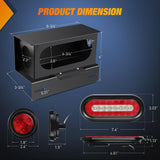 2 PCS Steel Trailer Light Boxes Housing Kit 3LED License Plate Lights 6 Inches Oval Red White Trailight 2 Inch Round Side Marker Lamp Grommet Plugs for Truck Tractor Car