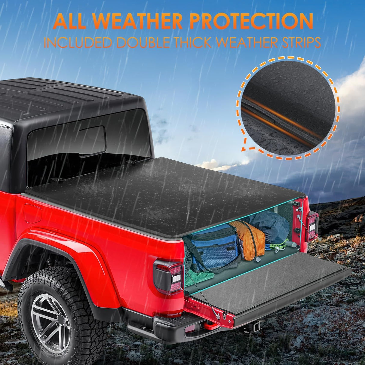 Soft Tri-Fold Truck Bed Tonneau Cover for Jeep Gladiator JT 2020–2025, 5ft Bed, Weather Resistant Low Profile Cargo Protection