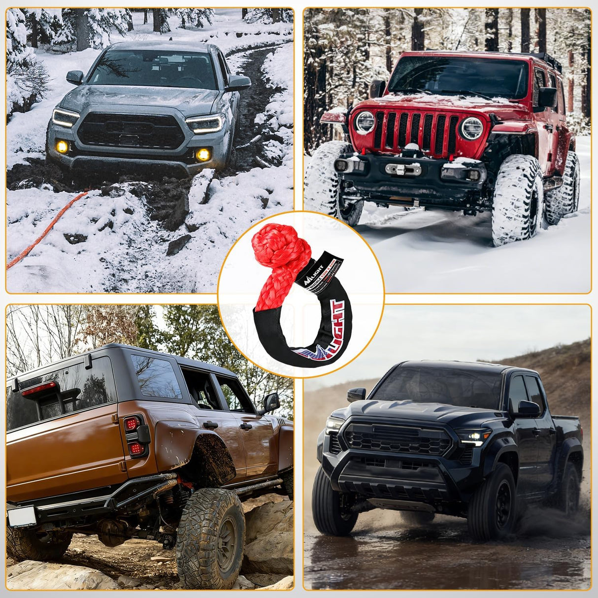 2PCS Synthetic Soft Shackles 1/2 Inch x 24 Inch 56,000 LBS Breaking Strength with Extra Sleeves Heavy Duty Recovery Rope for Sailing SUV Off-Road Towing ATV UTV Trucks 4x4 (Red)
