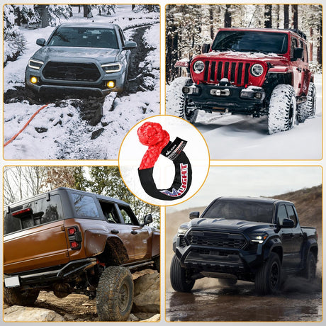 2PCS Synthetic Soft Shackles 1/2 Inch x 24 Inch 56,000 LBS Breaking Strength with Extra Sleeves Heavy Duty Recovery Rope for Sailing SUV Off-Road Towing ATV UTV Trucks 4x4 (Red)