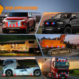 4PCS LED Strobe lights 12V 24V Sync Feature Red Blue 24LED Emergency Hazard Warning Lights with Controller Hard Wire or Cigarette Lighter Plug for Car Truck RVs Campers