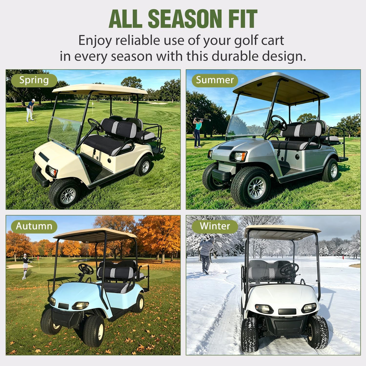 Golf Cart Seat Covers 2PCS Grey Black EZGO TXT RXV Club Car DS | Breathable Sandwich Mesh Sun Scratch Resistant Washable No Staple Fits 1994-2013 EZGO TXT RXV and 2000-2026 Club Car DS