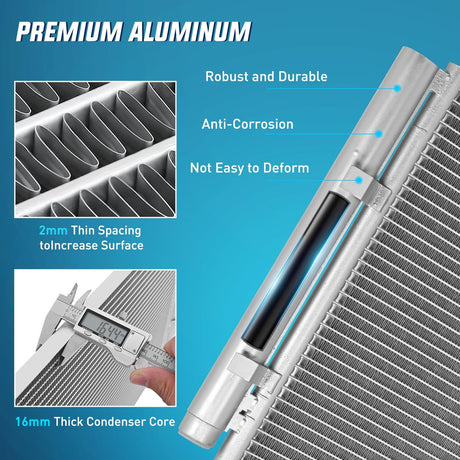 AC Condenser Compatible with Hyundai Elantra L4 1.8L 2011 2012 2013, Kia Forte Koup L4 2.0L Coupe 2013 Air Conditioning A/C Condenser with Receiver Drier Replace# 3967, HY3030146, 976063X000