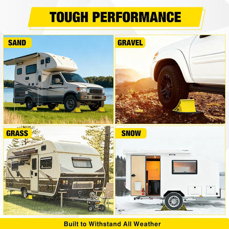 Wheel Chocks, Heavy Duty Wheel Stopper for Car, Truck, RV, Trailer, Caravan, Motorcycle, 8.7 Inch x 4.8 Inch x 4.2 Inch, 2-Pack(Yellow)