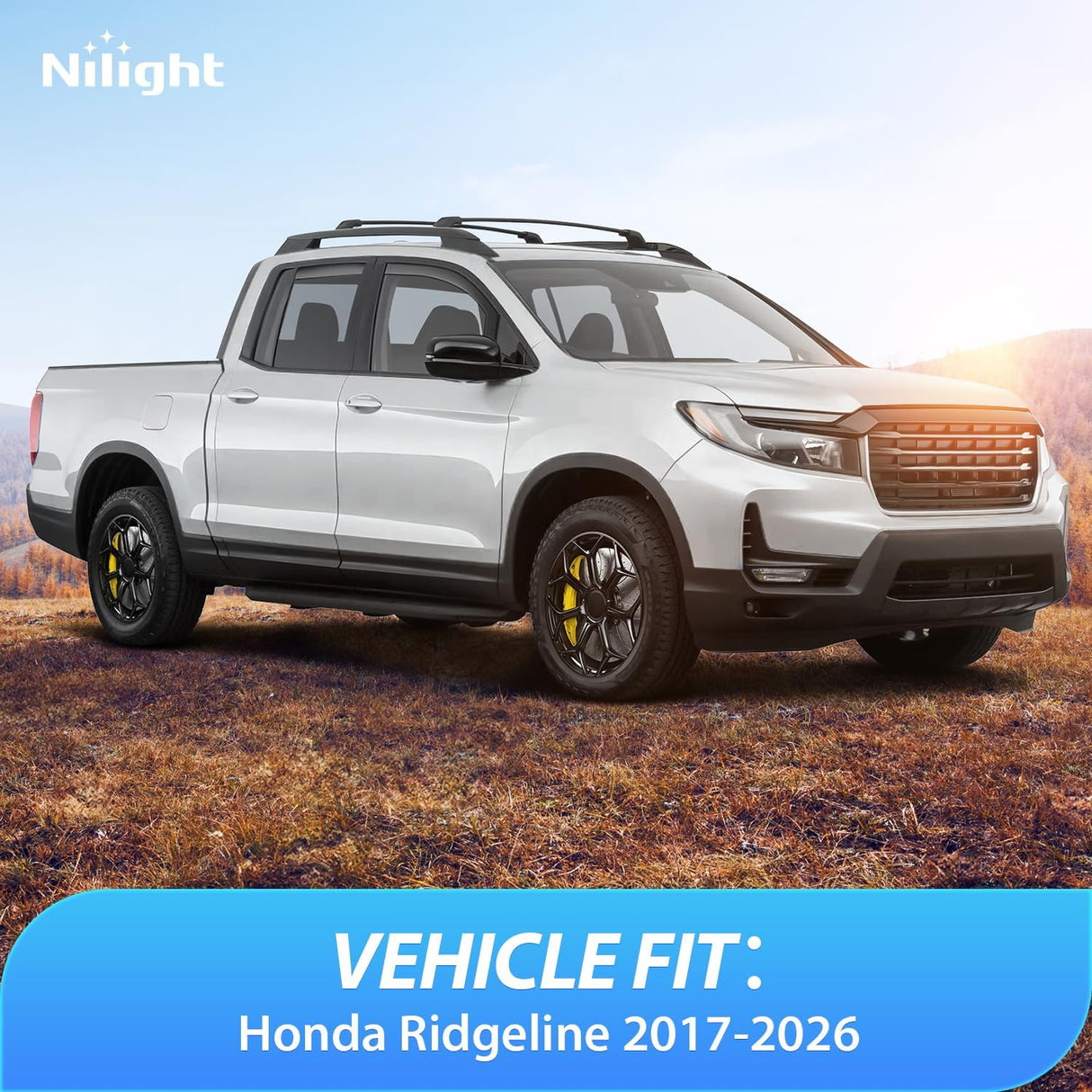 in Channel Rain Guard for Honda Ridgeline 2017 2018 2019 2020 2021 2022 2023 2024 2025 2026, Inside Mount Window Deflectors for Cars, Smoke Tinted, 4PCS