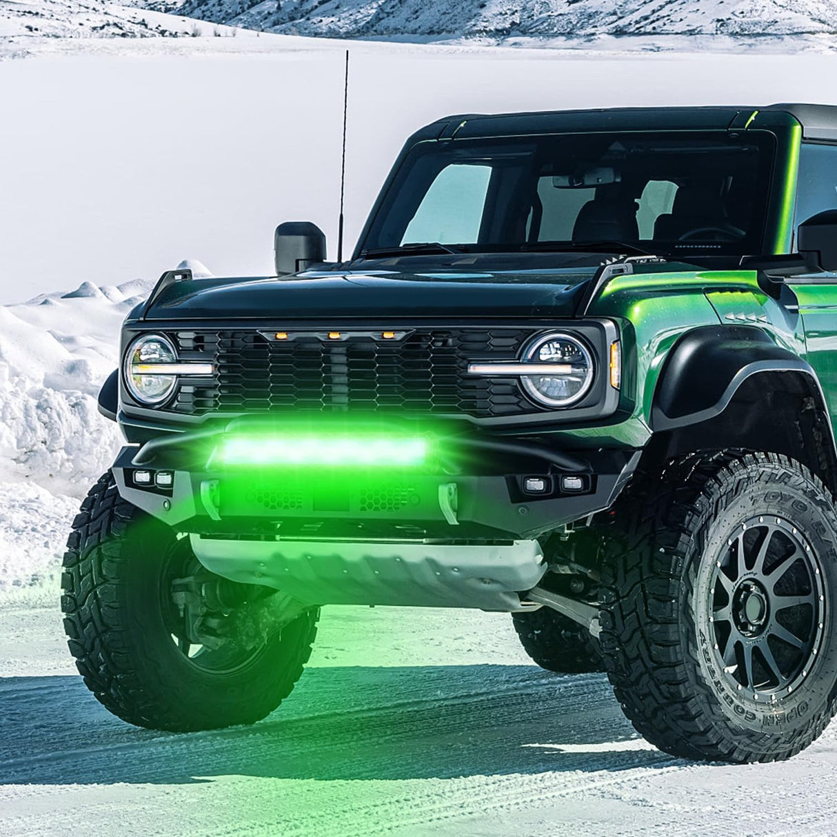 20 Inch LED Light Bar Green Triple Row 420W Spot Flood Combo Off Road Driving Fog Fishing Hunting Emergency Safety Lighting for UTV Pick-up Van Boat Tractor