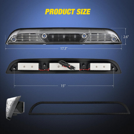 Third Brake Light Tail High Mount 3rd Stop Cargo Reverse Lights Clear Lens Compatible with Ford F150 2015 2016 2017 2018 2019 2020 Super Duty F250 F350 2017+ Ranger 2019+ Maverick 2022+