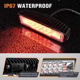6 Inch Red LED Light Pods 2 PCS 60W Flood Spot Combo Beam Off Road Driving Fog Fishing Hunting Emergency Safety Signal Trailer Lighting for 12V 24V ATV UTV Pickup Truck Tractor Boat