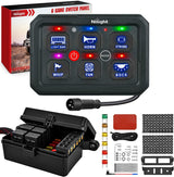 6 Gang Switch Panel Blue Circuit Control Relay System with Fuse Wiring Harness Toggle Momentary Strobe Flash Modes Automatic Dimmable ON Off Pod 12V 24V for Car Truck Camper SUV