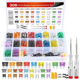 306 Pcs Automotive Blade Fuse Kit Standard Mini Low-Profile Fuse Assortment 2A 5A 7.5A 10A 15A 20A 25A 30A 35A with Fuse Puller and Circuit Tester Replacement for Cars Trucks SUVs RVs