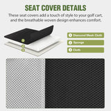 Golf Cart Seat Covers 2PCS Grey Black Yamaha Club Car Precedent | Breathable Sun Scratch Resistant Washable No Staple Fits 2007-2016 Yamaha G29 2017-2026 Drive2 2004-2019 Club Car Precedent