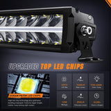 LED Light Bar with Amber DRL 16 Inch 120W Offroad Light Anti-Glare Flood Spot Combo LED Driving Light IP68 w/ 14 AWG DT Connector Wiring Harness for Pickup Truck SUV ATV UTV Boat 4x4