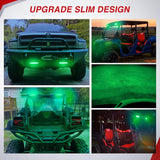 Slim LED Light Bar 2Pcs 7 Inch 16LED Single Row Spot Flood Combo Green Off Road Driving Fog Fishing Hunting Lighting for 12V 24V ATV UTV Pickup Truck Tractor Boat