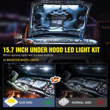 2pcs Under Hood Light Strip 42LED Waterproof Underhood Work Light with On/Off Switch Blade Fuse Engine Bay Repair Light White 12V for Car Truck SUV