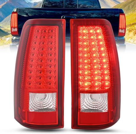 Taillight Assembly Compatible with 2003 2004 2005 2006 Chevy Silverado 1500 1500HD 2500 2500HD 3500 2007 Chevrolet Classic Incandescent Type Upgrade LED Tail Lights Rear Brake Lamps