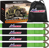 2 Inch x 38 Inch Axle Tie Down Straps with D-Rings & Protective Sleeves | 11,127 LBS Break Strength for Car Haulers Engine Hoists Trucks Trailers and UTVs 4 Pack Green