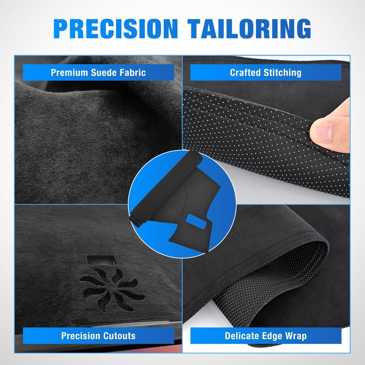 Dash Cover for Honda Civic 2022 2023 2024 2025, Custom Fit Suede Dashboard Mat Non‑Slip Sunshade Glare Protector Interior Accessories Black