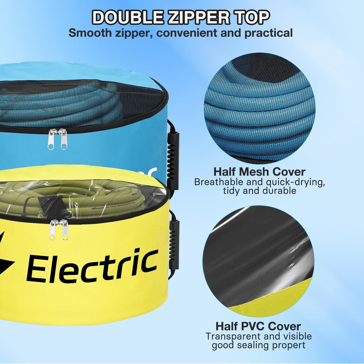 3 Pack RV Hose Storage Bag, Waterproof Utility Bag with Visible Cover & Dual Zipper Closure RV Storage and Organization for Sewer, Fresh Water Hoses Electrical Cords Camper Tools Accessories