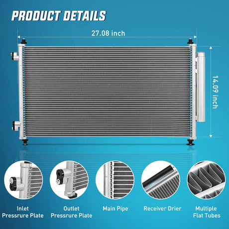 AC Condenser Compatible with Honda CR-V EX EX-L LX 2007-2011 Honda CR-V SE 2011 Air Conditioning A/C Condenser with Receiver Drier Replace# 3599, 7013599, HO3030150, ACA84490, 80110-SWA-A01