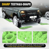 Recovery Off-road Traction Boards with Jack Lift Base Emergency Tire Ladder Mats For 4WD 4X4 Mud Sand Snow with 2PCS Mounting kit Carry Bag 2 leashes (Green)