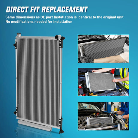 AC Condenser Fit for Honda CR-V 2002-2006 Element L4 2.4L 2003-2011 Air Conditioning A/C Condenser with Receiver Drier Replace# 3112, 4770629, HO3030124, 80101SCAA01, 80110S9A003, 80110S9A013