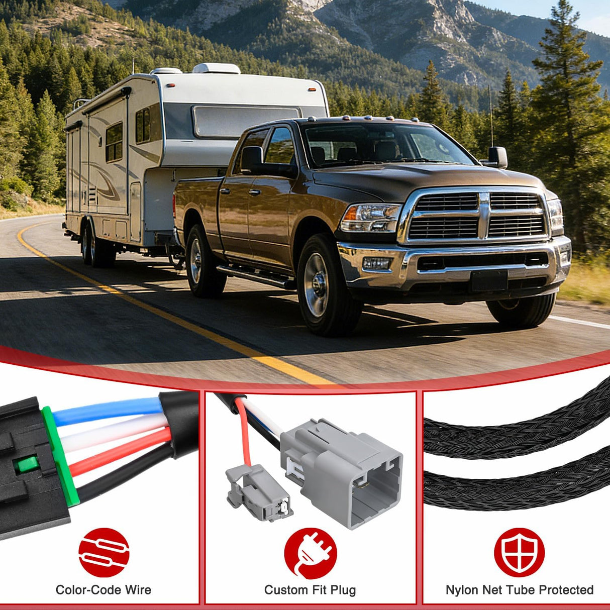 Wiring Harness Kit Brake Controller Wiring Harness Adapter for Ram 1500 2500 3500 Dodge Pickup 2013 2014 Factory Towing Package Required Towing Hitch Trailer RV