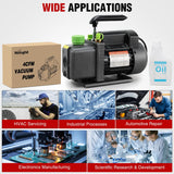 4 CFM Vacuum Pump HVAC, 1/3 HP 110V Single Stage AC Vacuum Pumps Kit for R22 R404a R134a R410a, 5 Pa Ultimate Vacuum for Auto Air Conditioning Servicing Refrigerant Recharging, Oil Included