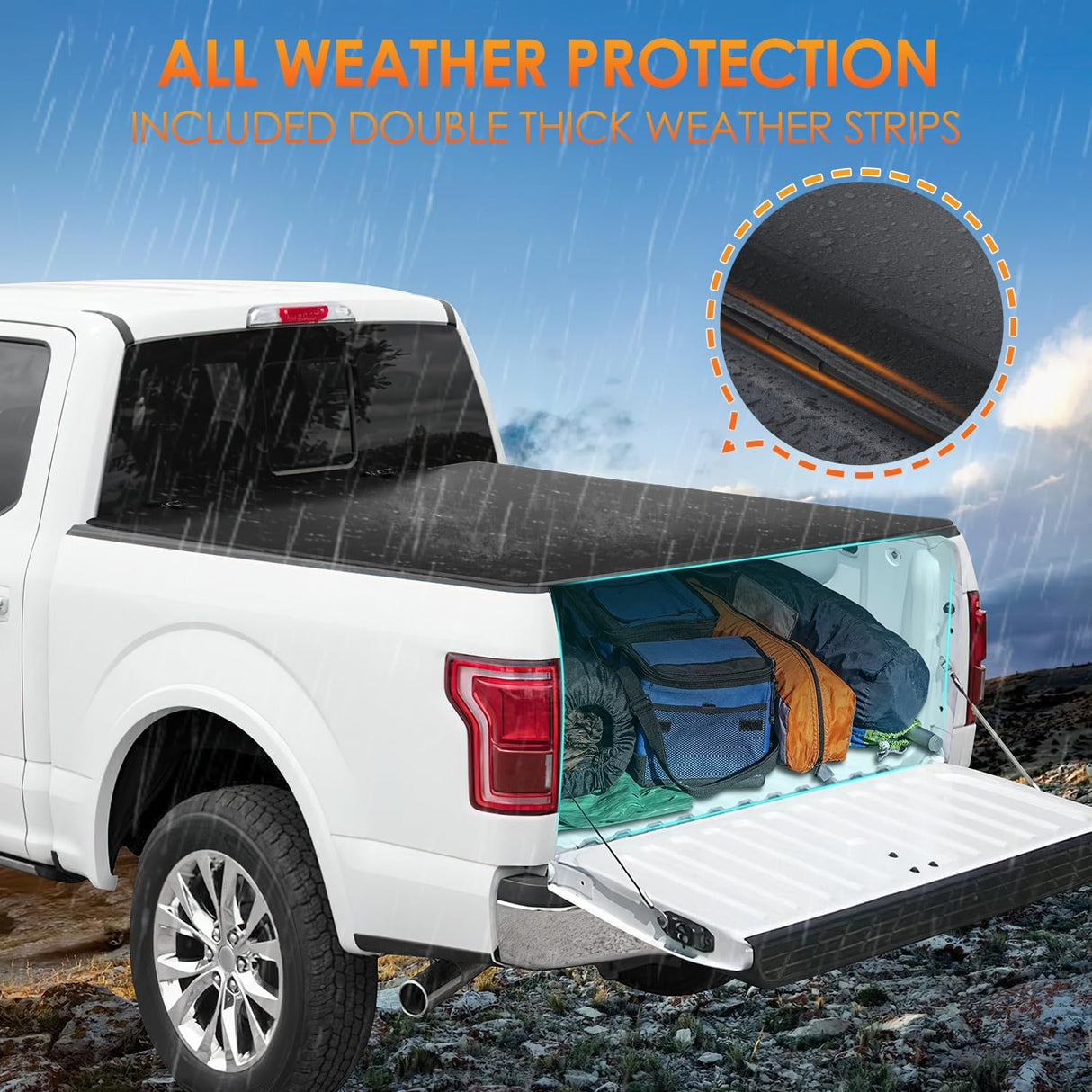 Soft Tri-fold Truck Bed Tonneau Cover Compatible with Ford F150 2004 2005 2006 2007 2008 2009 2010 2011 2012 2013 2014-5.5ft