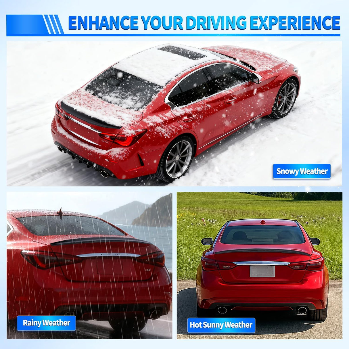 Spoiler Fit for Infiniti Q50 4 Door Sedan 2014 2015 2016 2017 2018 2019 2020 2021 2022 2023 2024 Spoilers for Cars Rear Spoiler Wing ABS Rear Trunk Lip Accessories No-Drill, Glossy Black