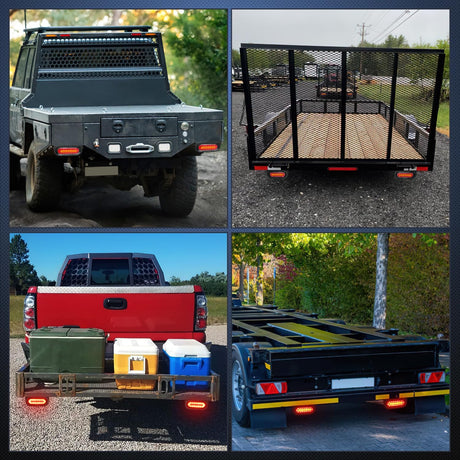 6 Inch Oval Trailer Tail Light 2 PCS Red Brake Stop Amber Left Right Turn Signals Lights with Flush Mount Grommets Plugs Mounting Brackets for RV Truck Luggage Rack