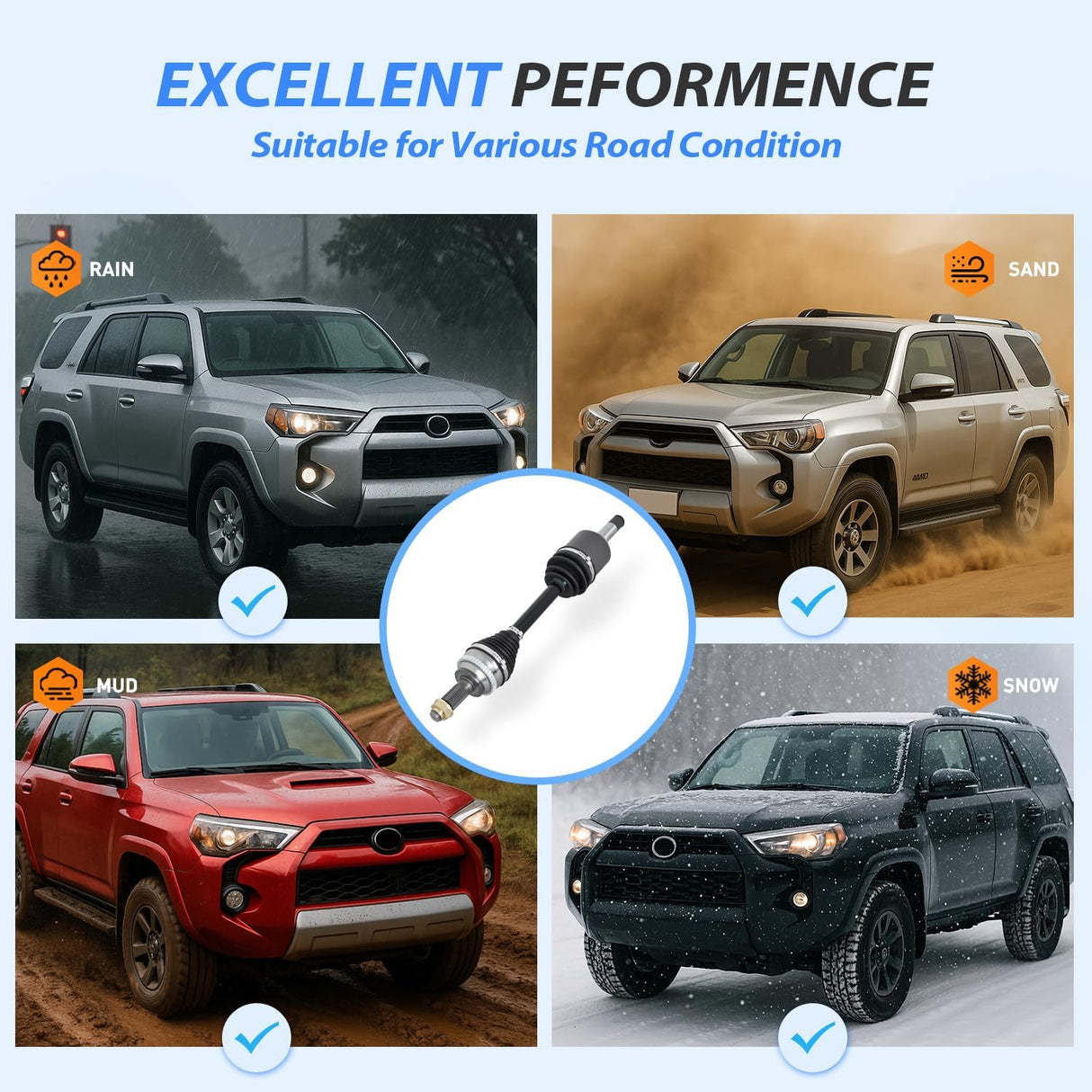 CV Axle Shaft Assembly | Compatible with 2003-2009 Lexus GX470 2010-2022 GX460 2003-2022 Toyota 4Runner Half-Shaft Front Driver or Passenger Side