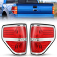 Taillight Assembly Compatible with 2009 2010 2011 2012 2013 2014 Ford F-150 Pickup Truck Taillights Rear Lamp Replacement OE Style Red Housing Driver and Passenger Side Chrome Trim