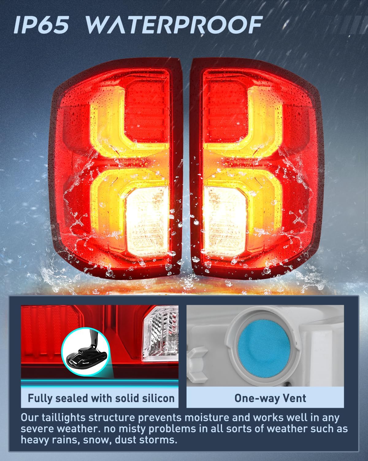 Taillight Assembly for 2016 2017 2018 Chevy Silverado 1500 | High Country Custom LS LT LTZ SSV WT LED Models Tail Light OE Style Rear Lamp Replacement Driver and Passenger Side