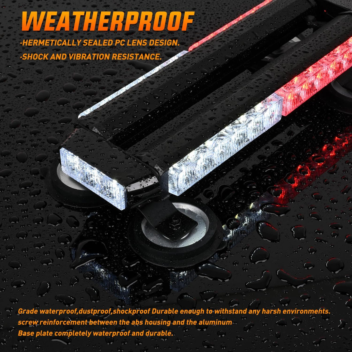 14.5 Inch 30LED Strobe Light Bar Double Side Rooftop Red White