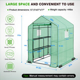 Greenhouse 57.5 Inchx57 Inchx77 Inch Walk in Green House - Large Outdoor/Indoor Greenhouses with 8 Shelves Waterproof PE Cover & Windows, Portable Greenhouse Kit for Winter Backyard Gardening Patio, Green