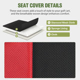 Golf Cart Rear Seat Cover 1PC Red Black Club Car EZGO Yamaha | Breathable Sandwich Mesh Sun Scratch Resistant Washable No Staple Fits Aftermarket Rear Seats for Club Car EZGO Yamaha