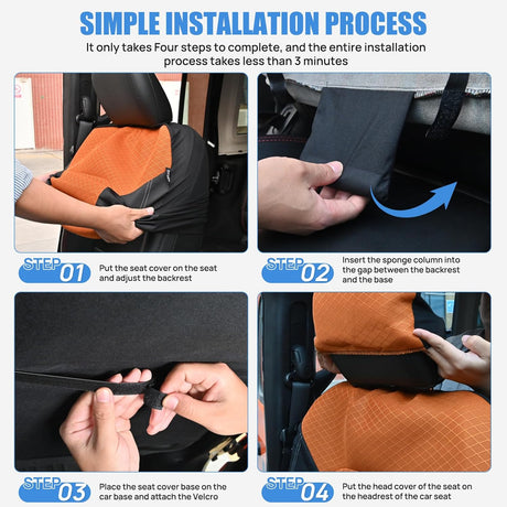 Car Seat Cover 2PCS Black Brown Breathable Mesh Interior Covers with Removable Headrest Airbag Compatible Universal for Cars Truck and SUV Front Seats