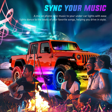4Pcs Aluminum Underglow Neon Accent Strip Lights 396 LEDs Dream Color Door Assist Multi Mode Sound Active Function Music Modes with APP Remote Control Underbody Light Strips for Car Truck RV