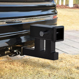 Trailer Hitch Extender Adapt 1-1/4 Inch to 2 Inch Receiver, 4-1/4 Inch Rise or Drop with Bolt Nut Clip 350 lbs TW Adjustable Extend 7.5 Inch and 9.5 Inch Length Matte Black Powder Coated