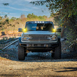 Windshield Frame Cover Light Bracket for 2021 2022 2023 2024 2025 2026 New Ford Bronco 2/4 Door Accessories Roof Sun Visor Cowl Body Armor with 4 x LED Lights Black
