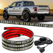 60 Inch Truck Tailgate Strobe Light Strip Tail Emergency Bar Rear Window Warning Lamp Ultra-Bright Double Row 360 LED for Pickup Trailers Construction Vehicles Car SUV, White