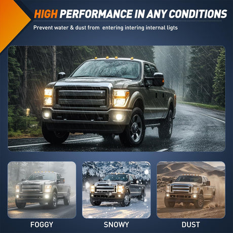 Fog Lights Assembly Compatible with 2008 2009 2010 FORD F-250 F-350 F-450 F-550 F250 F350 F450 F550 SUPER DUTY Clear Lens w/H10 12V 42W Bulbs