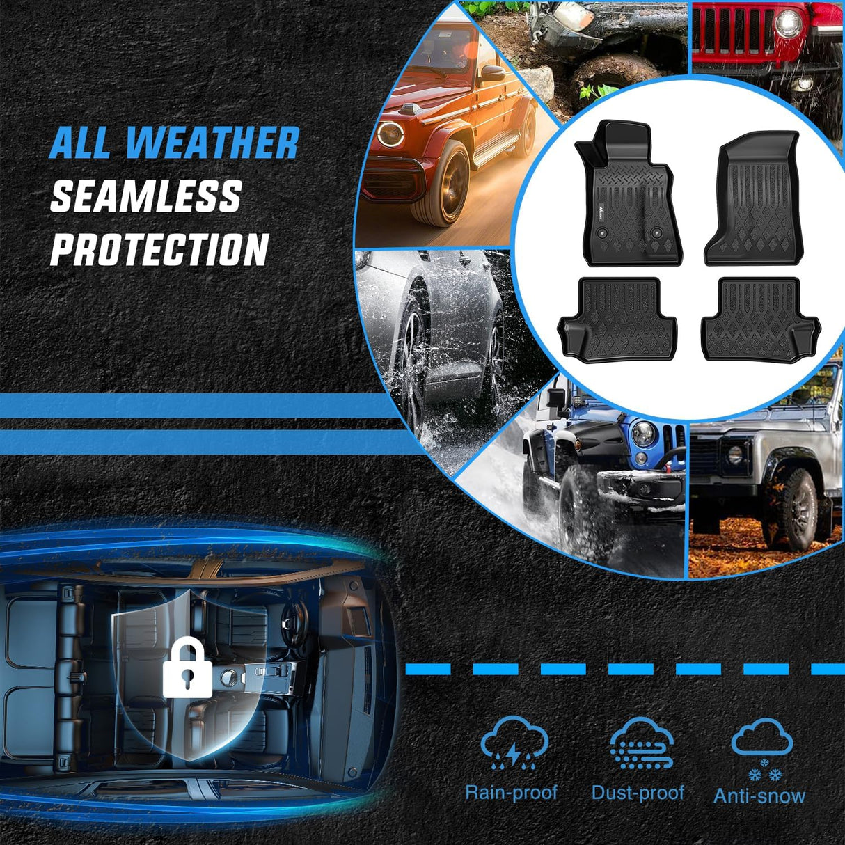 TPE Floor Mats for Chevy Chevrolet Camaro 2016 2017 2018 2019 2020 2021 2022 2023 2024 All Weather Custom Fit Heavy Duty Floor Liners