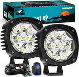 Led Offroad Lights 4Inch 10LED Round Driving Lamps Spot White Beam | 2PCS Super Bright with 16AWG Wiring Harness Kit for Truck Pickup SUV ATV UTV Motorcycle 4x4 Car