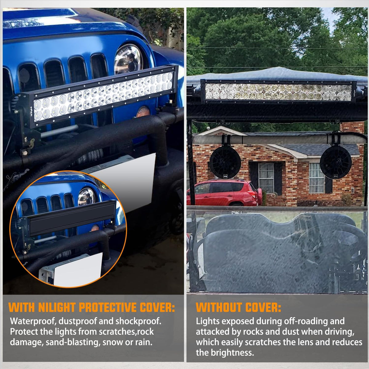 22 Inch Spot Flood Combo LED Light Bar Black Cover | Protective Durable Polycarbonate Lens, Waterproof Dustproof Scratch-Proof for Side-Mounted Bumper Off Road Driving Fog Lamp