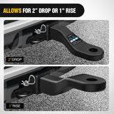 Forged Trailer Hitch Mount Fits 2 Inch Receiver Square 5/8 Inch Hitch Pin Clip 17000 lbs 2 Inch Drop, 1-1/4 Inch Hole, Gloss Black Powder Coat