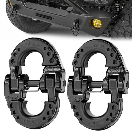 Safety Chain Connector Link, 1/2In Tow Hitch Hammerlock Coupling Link, 2 Pack Forged Steel Tow Chain Connector for Chain Link/Recovery Rope Link/Shackle, 12000 lbs Load Limit, Black