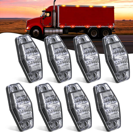 2.5 Inch Oval Side Marker Clearance Light 2 LED 4 Amber & 4 Red Light White Lenses 80LM High Lumen Waterproof Surface Mount 12V Direct Wire for Truck Trailer Boat RV Semi