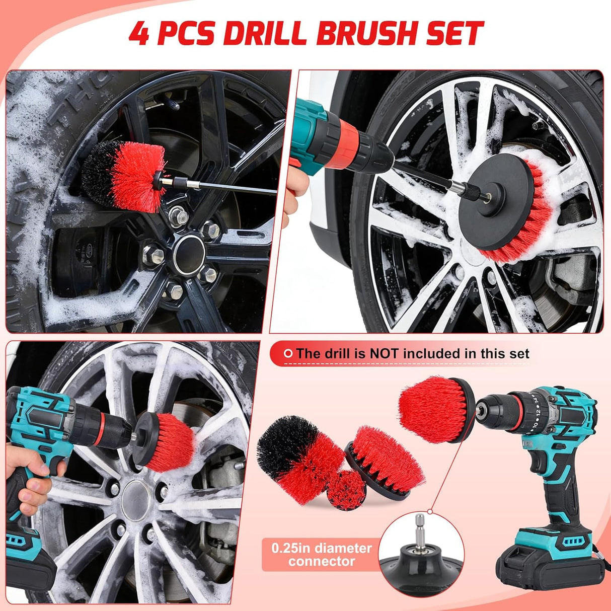 Automotive Tools 52PCS Car Detailing Kit Auto Cleaning Tools Wash Set with Storage Carry Bag Home Use for Interior Exterior Deep Clean Polish Car Care Windshield Dashboard Seat Air Vents Wheels Tires, Red